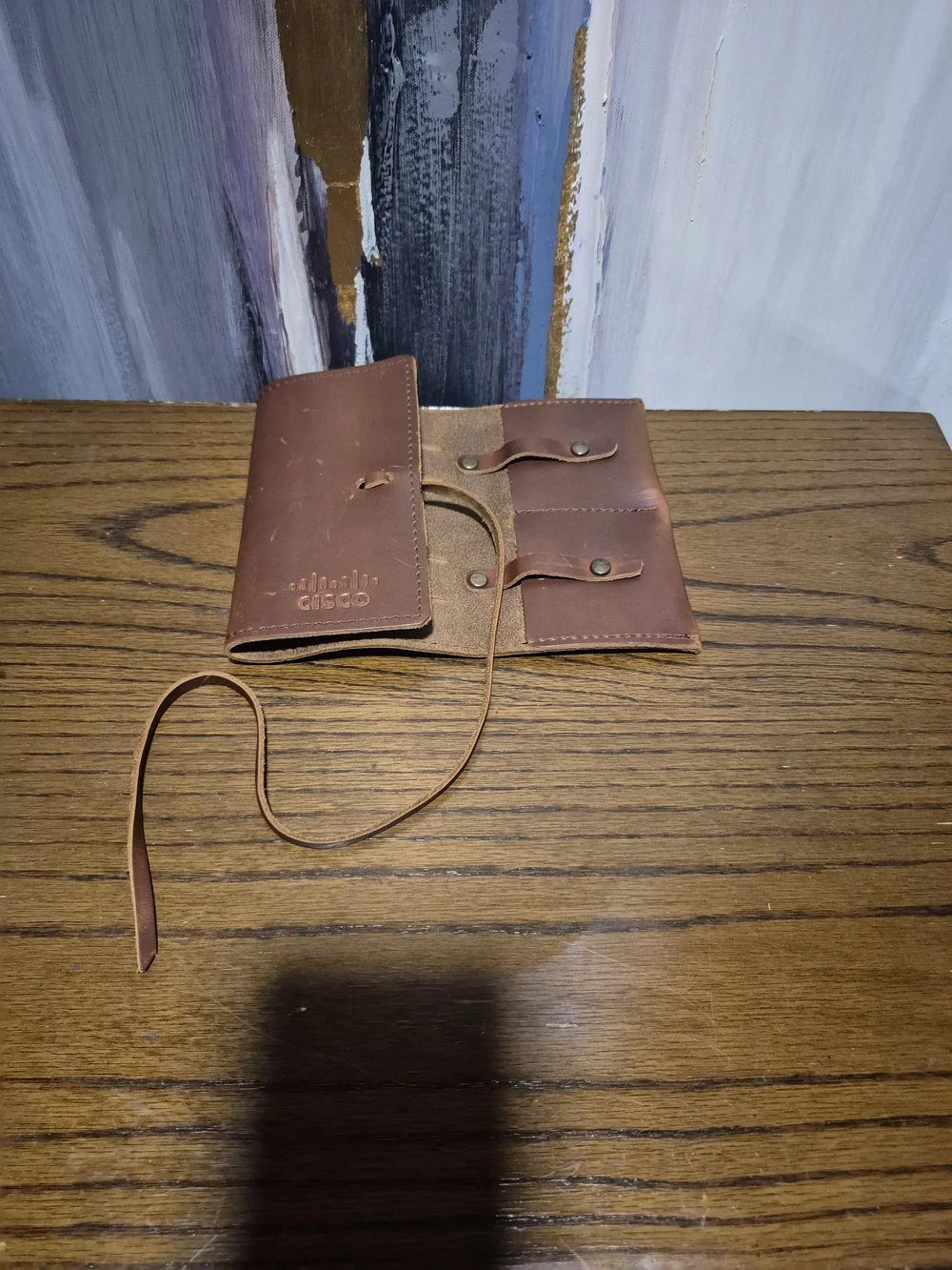 Leather Wrap Card Holder Wallet - Brown